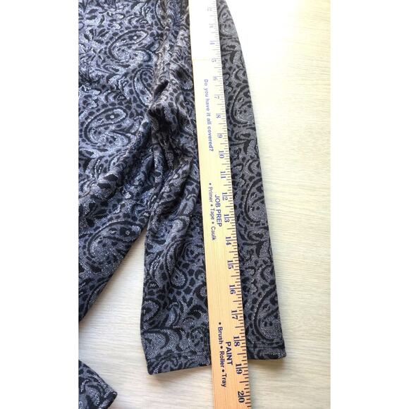 TOP/TUNIC STYLE-CHICO'S-Black Metallic Paisley-Long Length-Chico's Size 3 /LRG - Picture 14 of 15